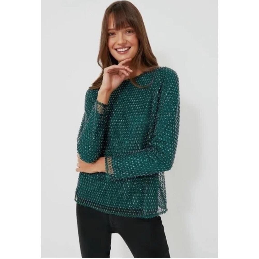 TUCKERNUCK Hyacinth House Green Sequin Gemma Top NWT Size XS